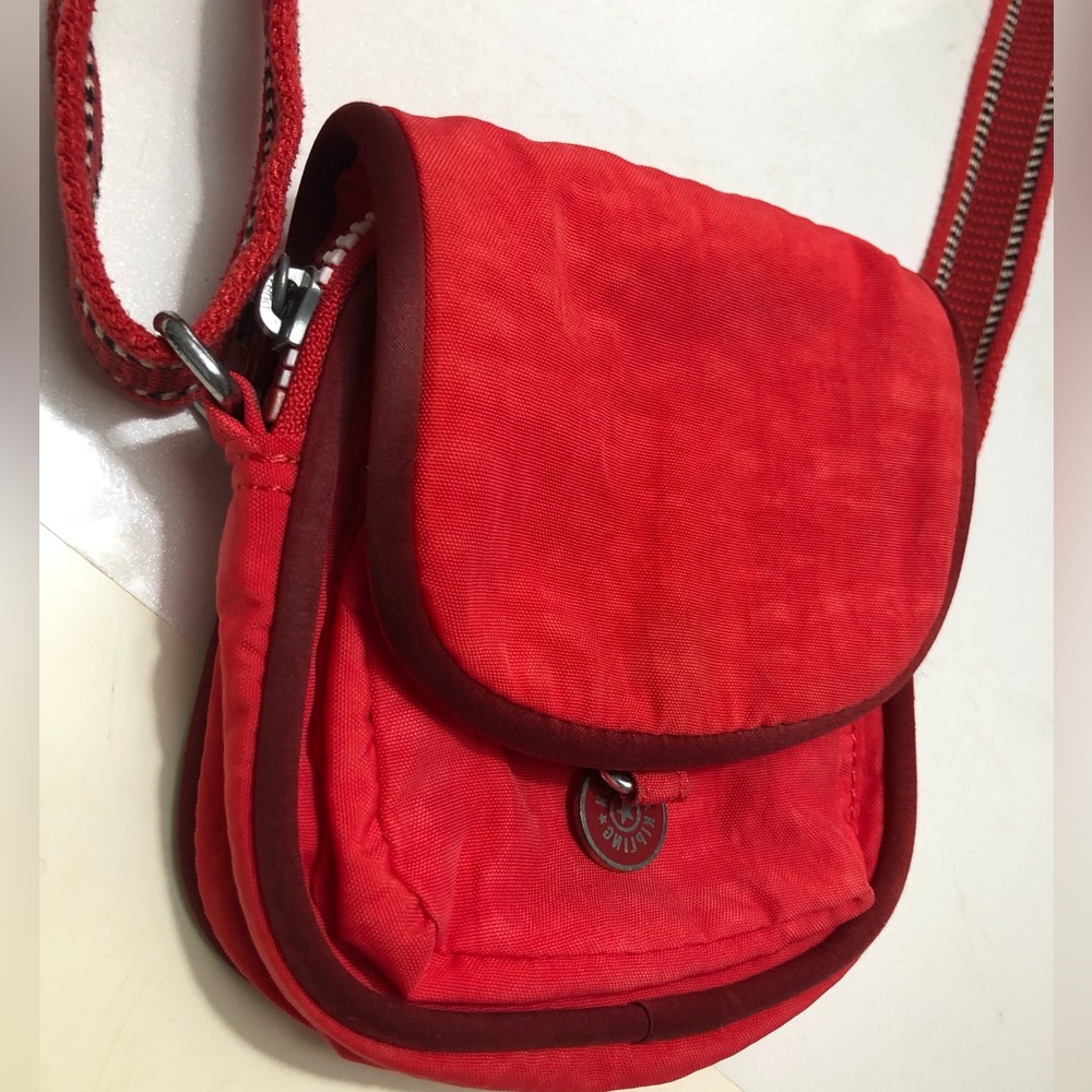 Kipling Small Nylon Red Crossbody Bag With Adjustable Strap Red - Picture 2 of 9